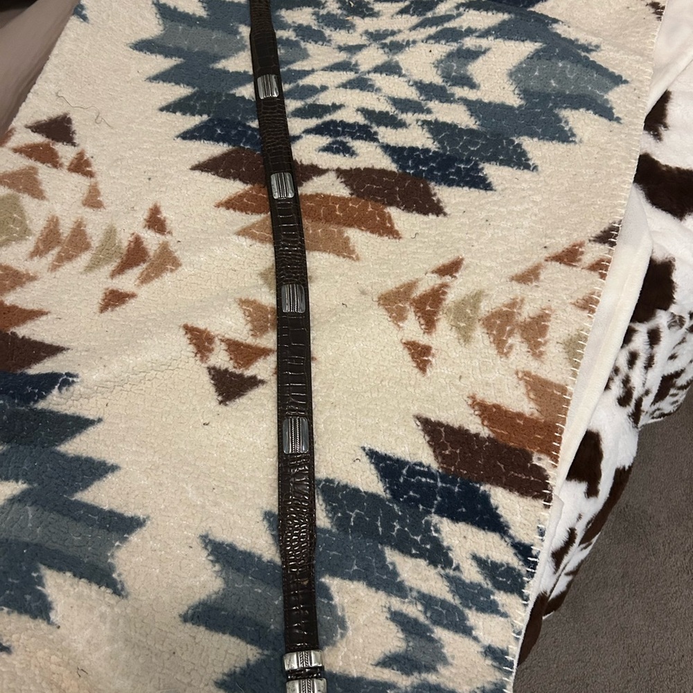 Brown Leather Belt with Silver Accents